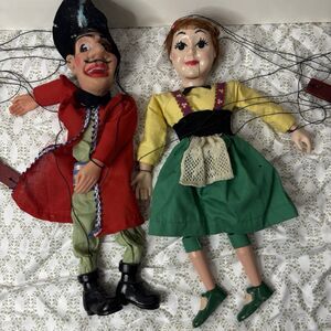 Lot of 2 Vintage 1950s Hazelle Airplane Control Marionette Puppets 13" Wooden